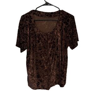 VTG Brown Floral Velvet Women Top